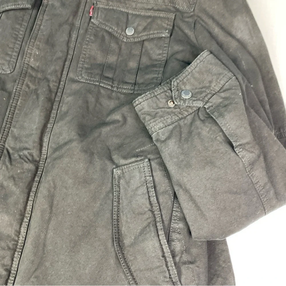 Levi's Men's XL Jacket Black Fleece Lined Heavy Winter Warm Zip Snap Front